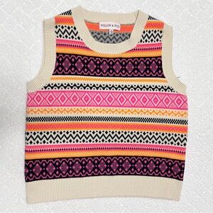 Willow & Wind Women's Pink Patterned Sweater Vest